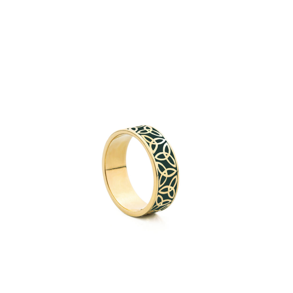 DUOMO GOLD PLATED STERLING SILVER RING WITH ENAMEL